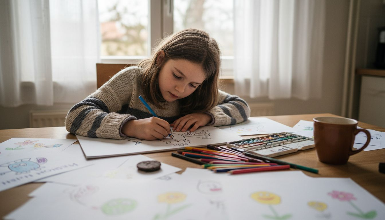 Ein Kind erfindet fantasievolle Figuren und lässt seiner Kreativität freien Lauf.