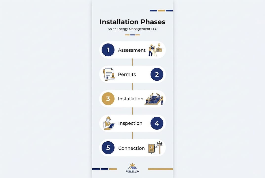 Infographic showing residential solar installation phases