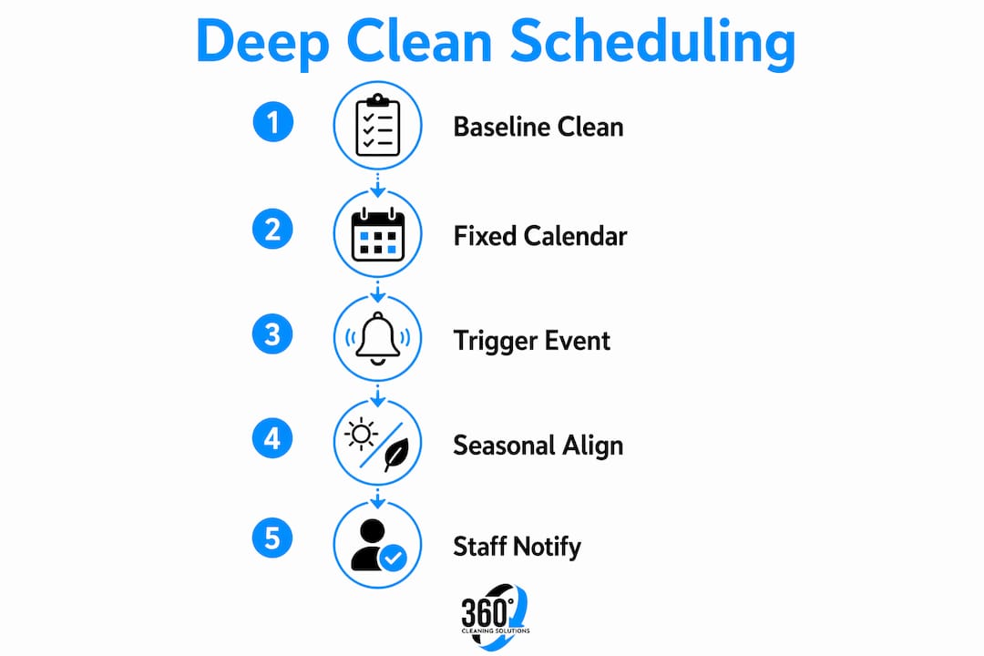 Infographic illustrating deep cleaning schedule steps