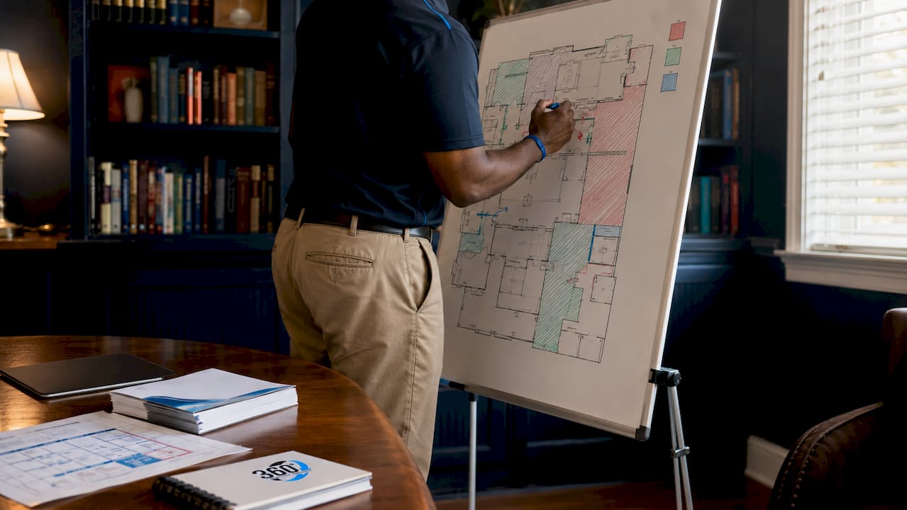 Facilities manager planning cleaning schedule