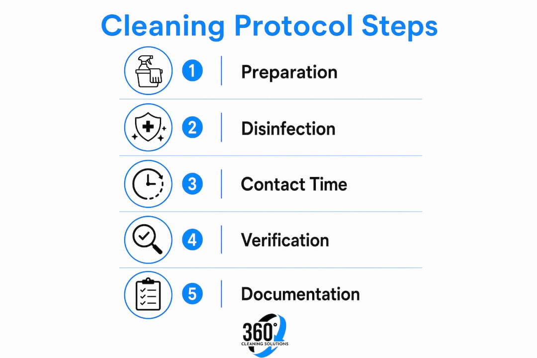 Infographic illustrating cleaning protocol steps