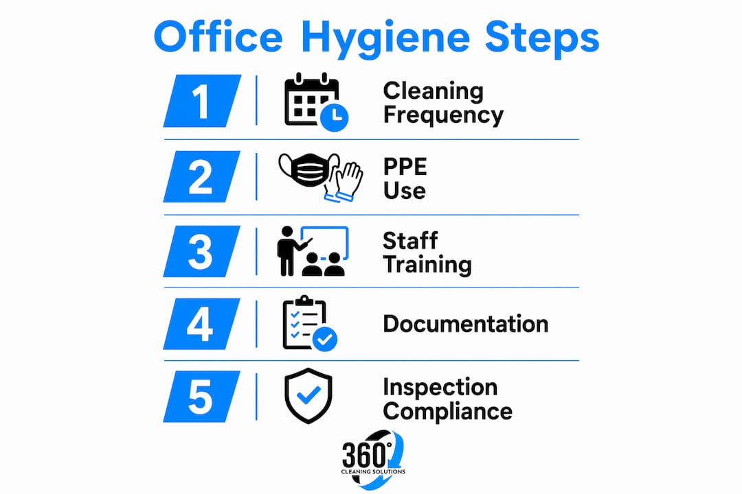 Infographic showing office hygiene key steps