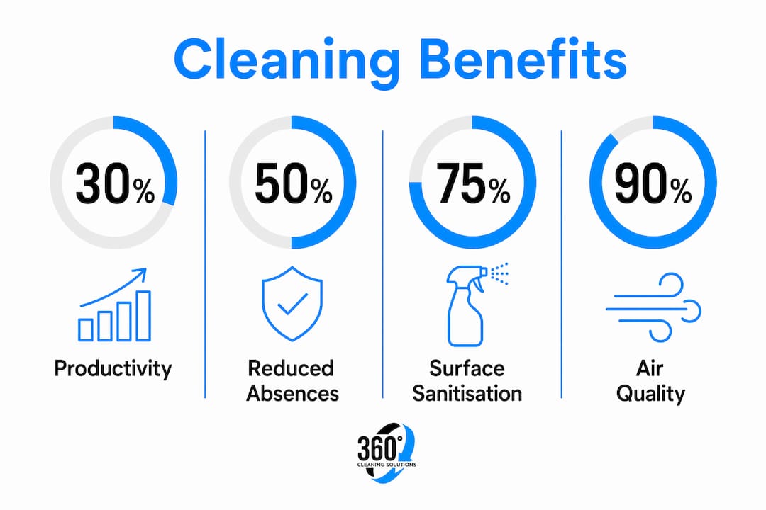 Infographic showing measurable cleaning benefits at work
