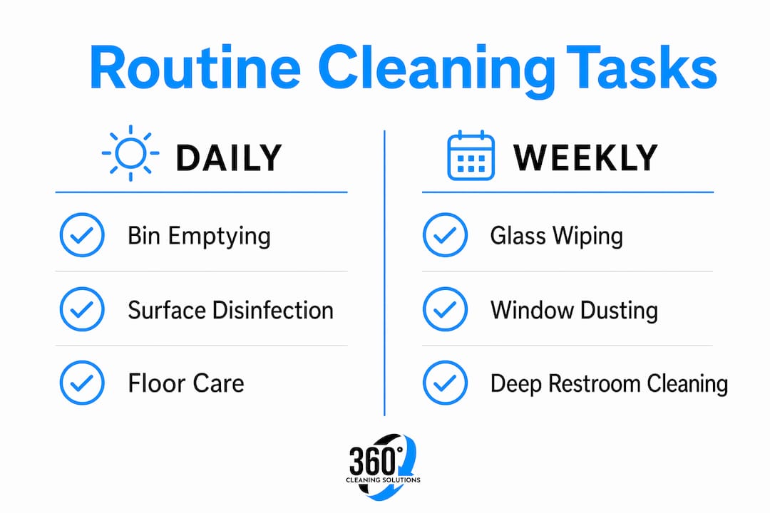 Infographic comparing daily and weekly routine cleaning tasks