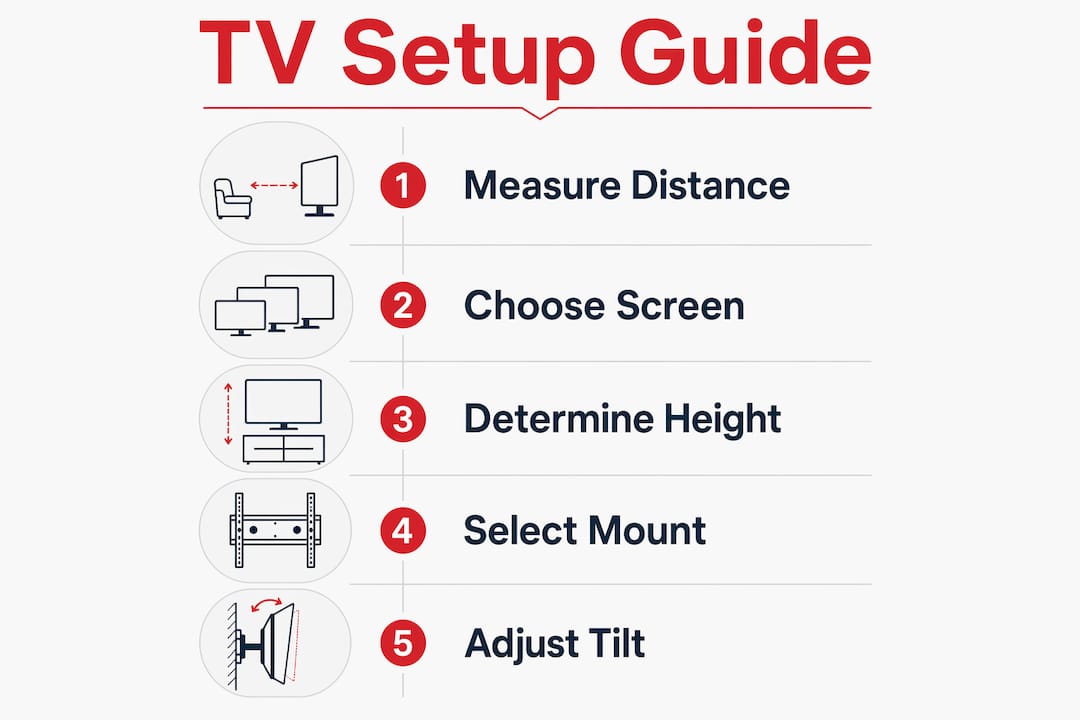 Infographic illustrating steps for TV setup