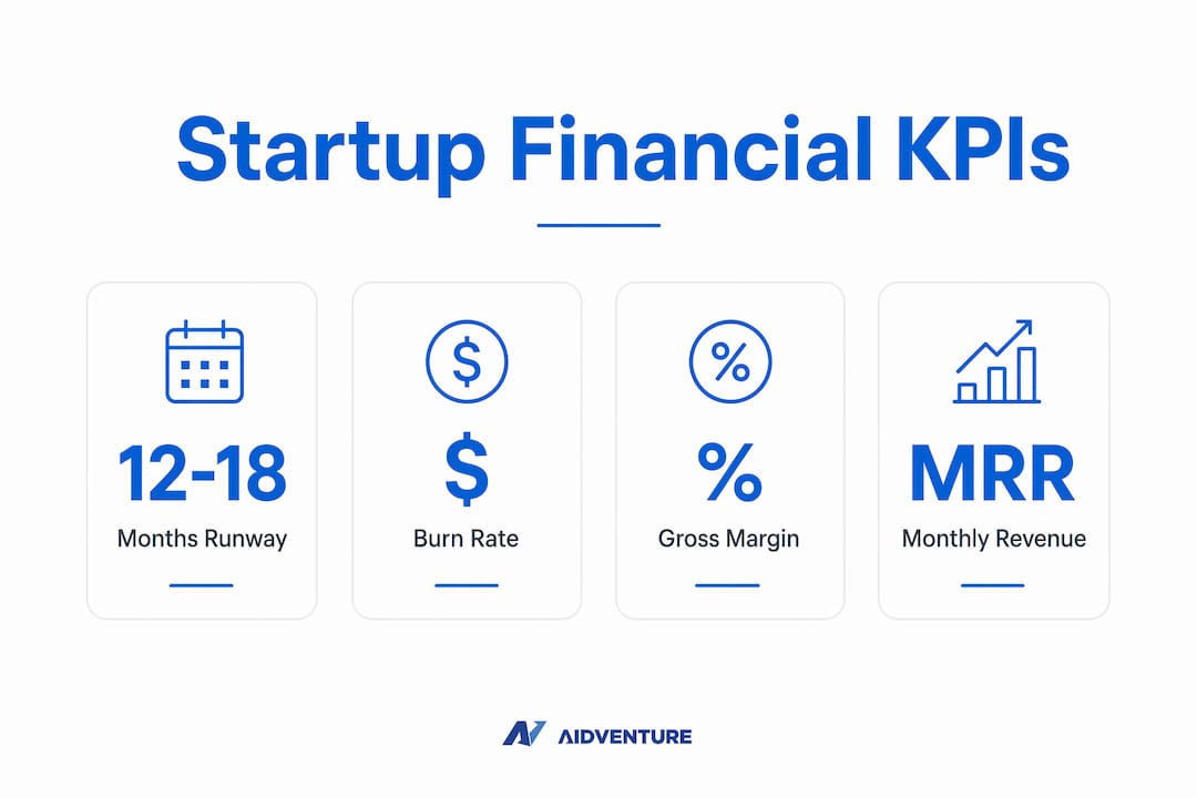 Infographic showing key startup financial metrics