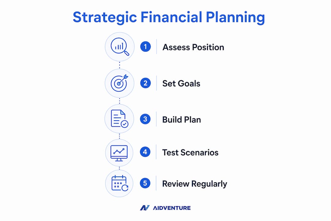 Infographic outlining five strategic financial planning steps