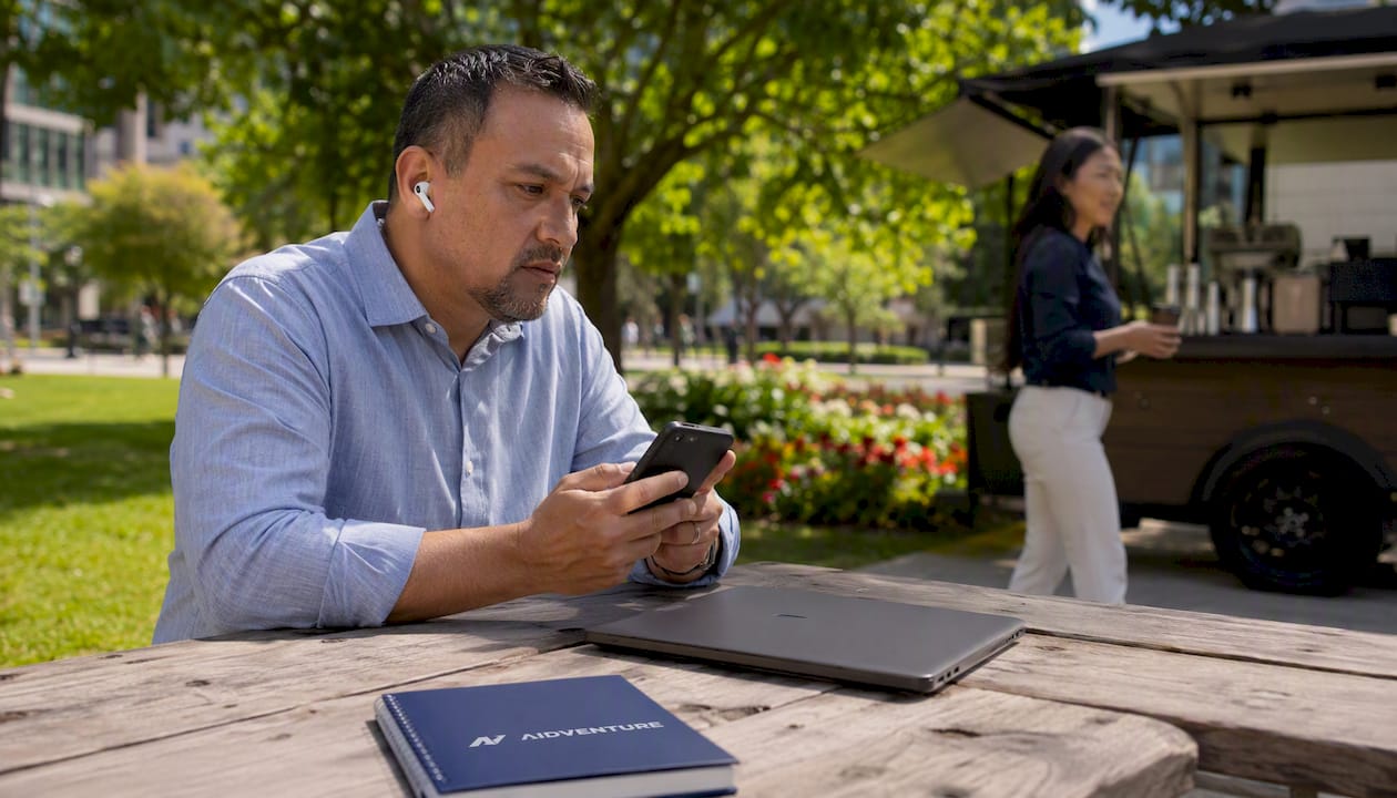 Businessman engaged in payroll service call