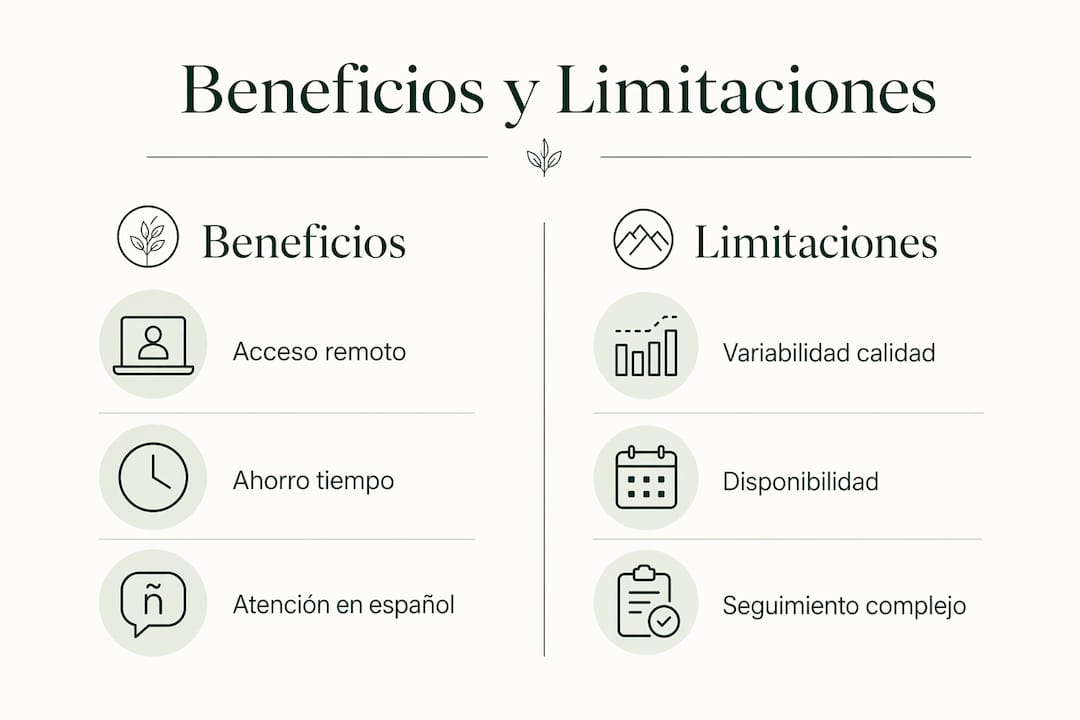 Infografía sobre las ventajas y desventajas de la telemedicina con GLP-1