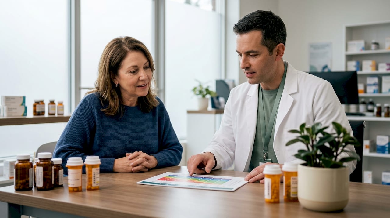 Patient consulting pharmacist on tirzepatide dosing