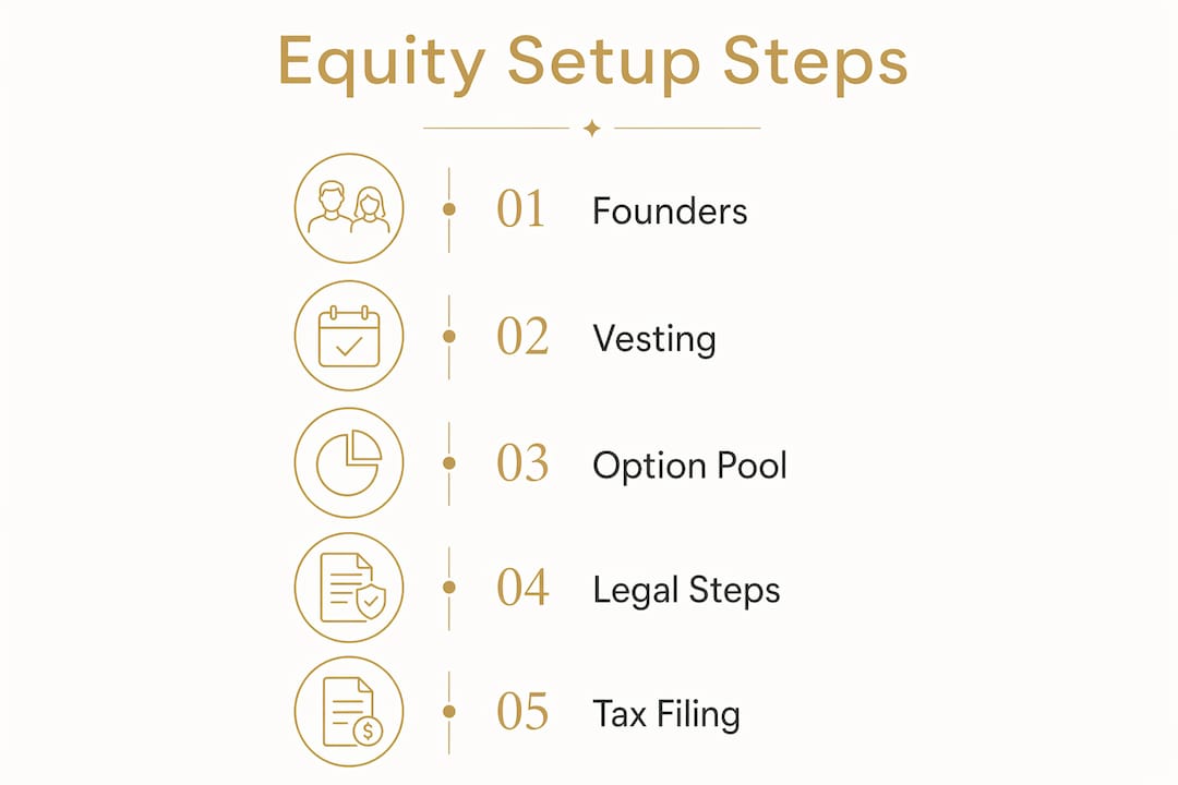 Infographic showing startup equity setup steps