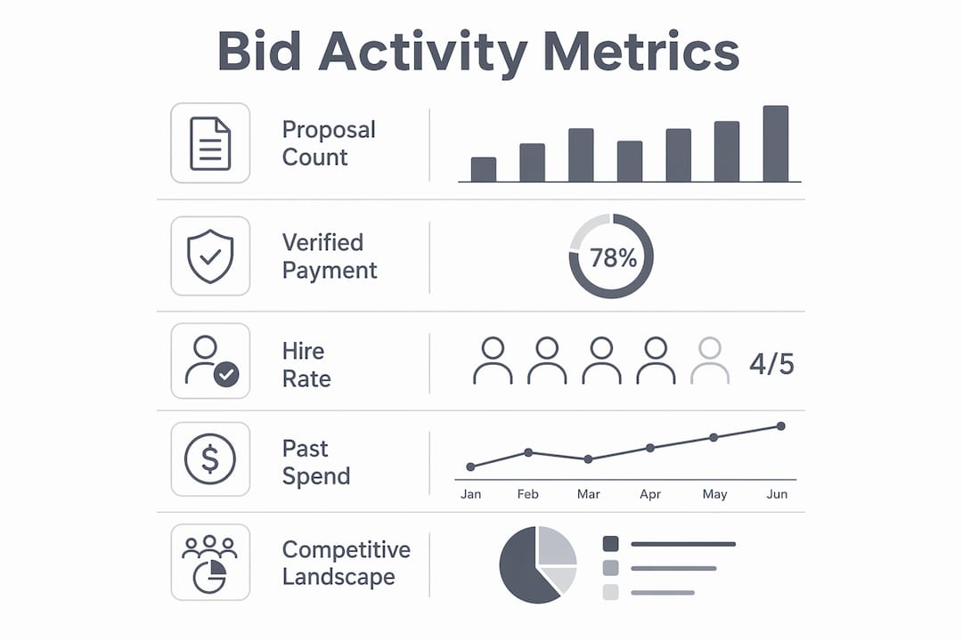 Infographic showing key bid activity metrics as steps
