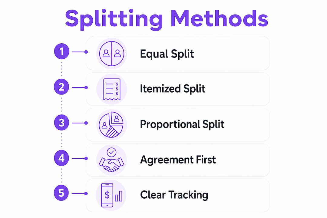 Infographic showing fair expense splitting methods