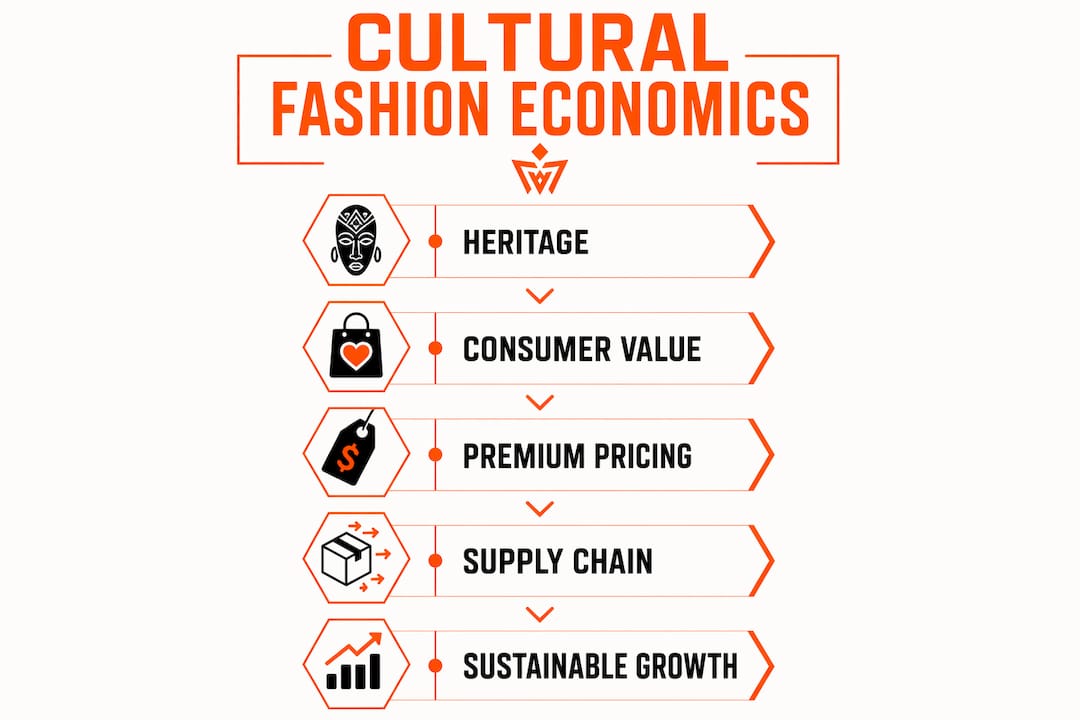 Infographic illustrating key stages of cultural fashion economics