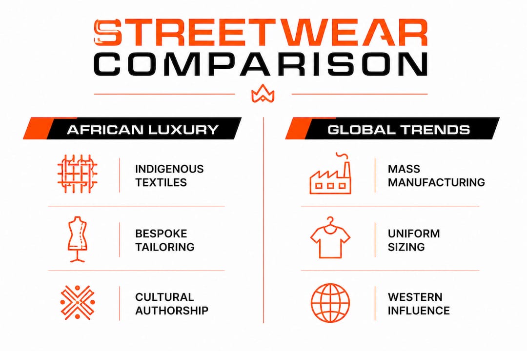 Infographic comparing African luxury and global streetwear