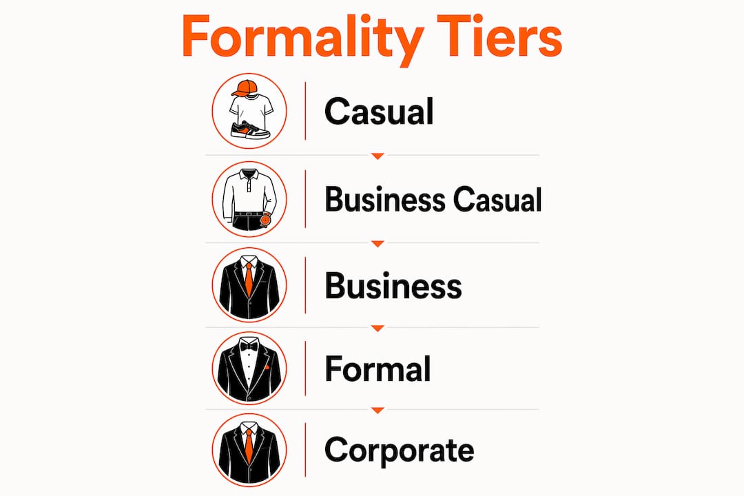 Infographic showing formality tiers of cultural apparel