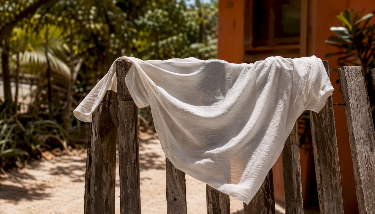 Lightweight tshirt fabric stretched by window light