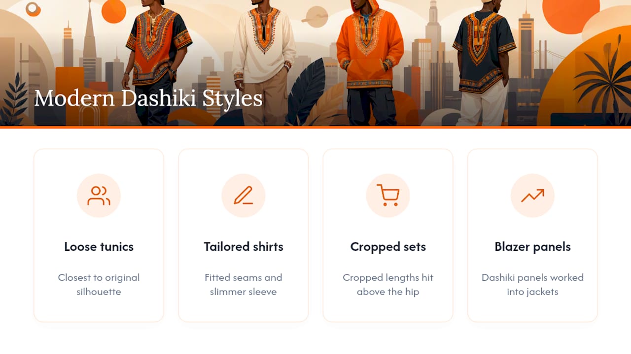 Four modern dashiki style families