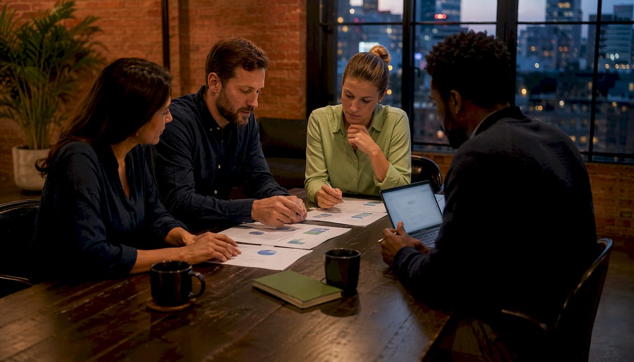 Team collaborating on resource allocation