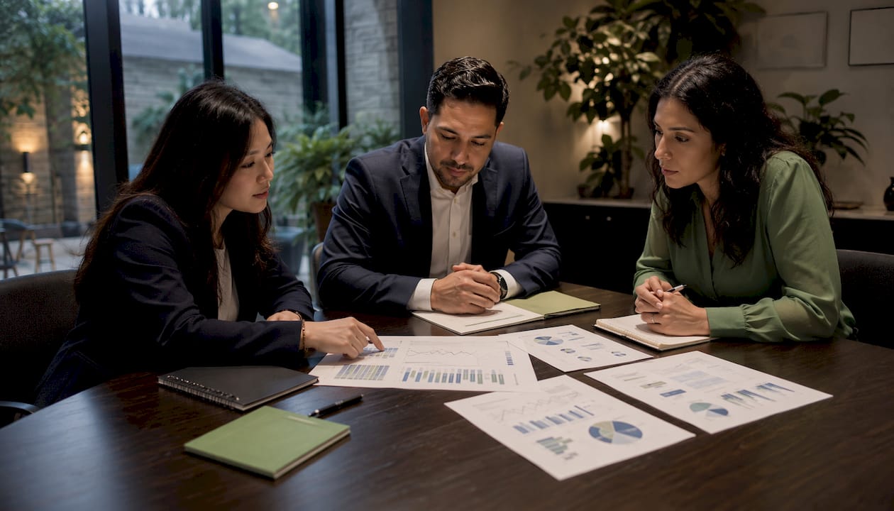 Team discussing financial anomaly reports in meeting