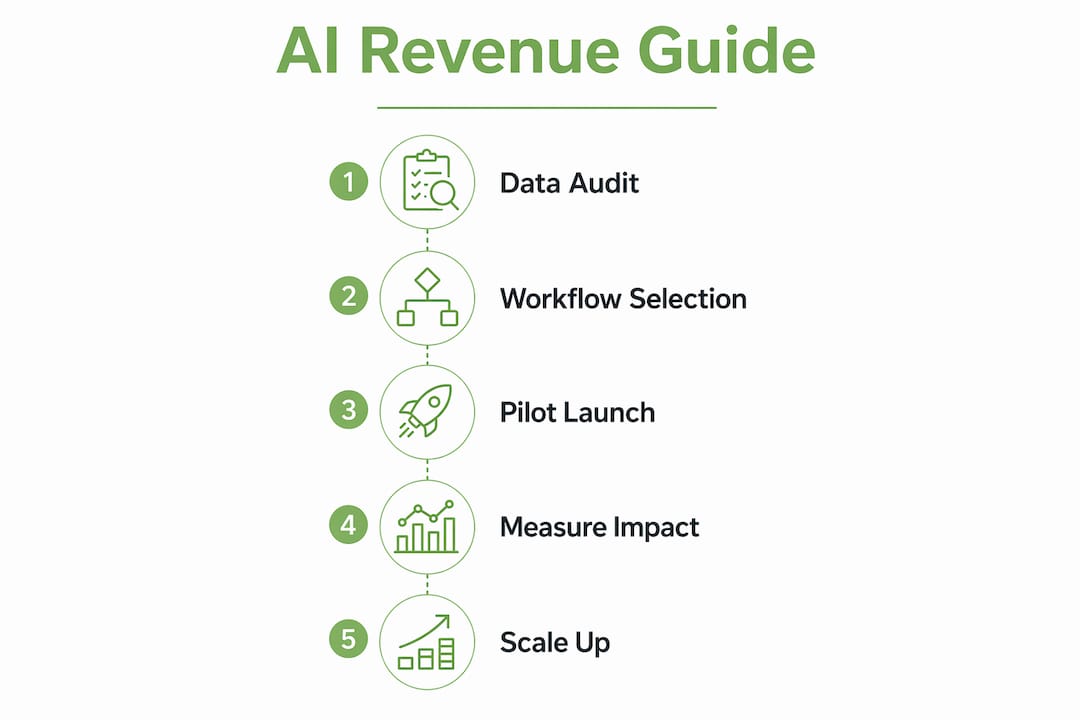 Infographic depicting AI revenue growth steps