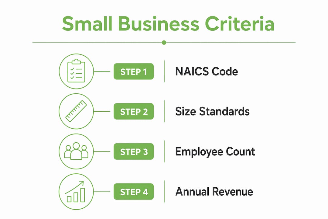 Infographic explaining small business criteria steps