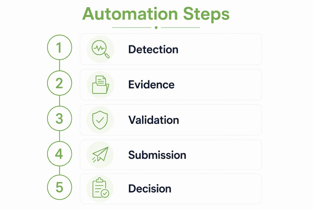Infographic outlining steps of prior authorization automation
