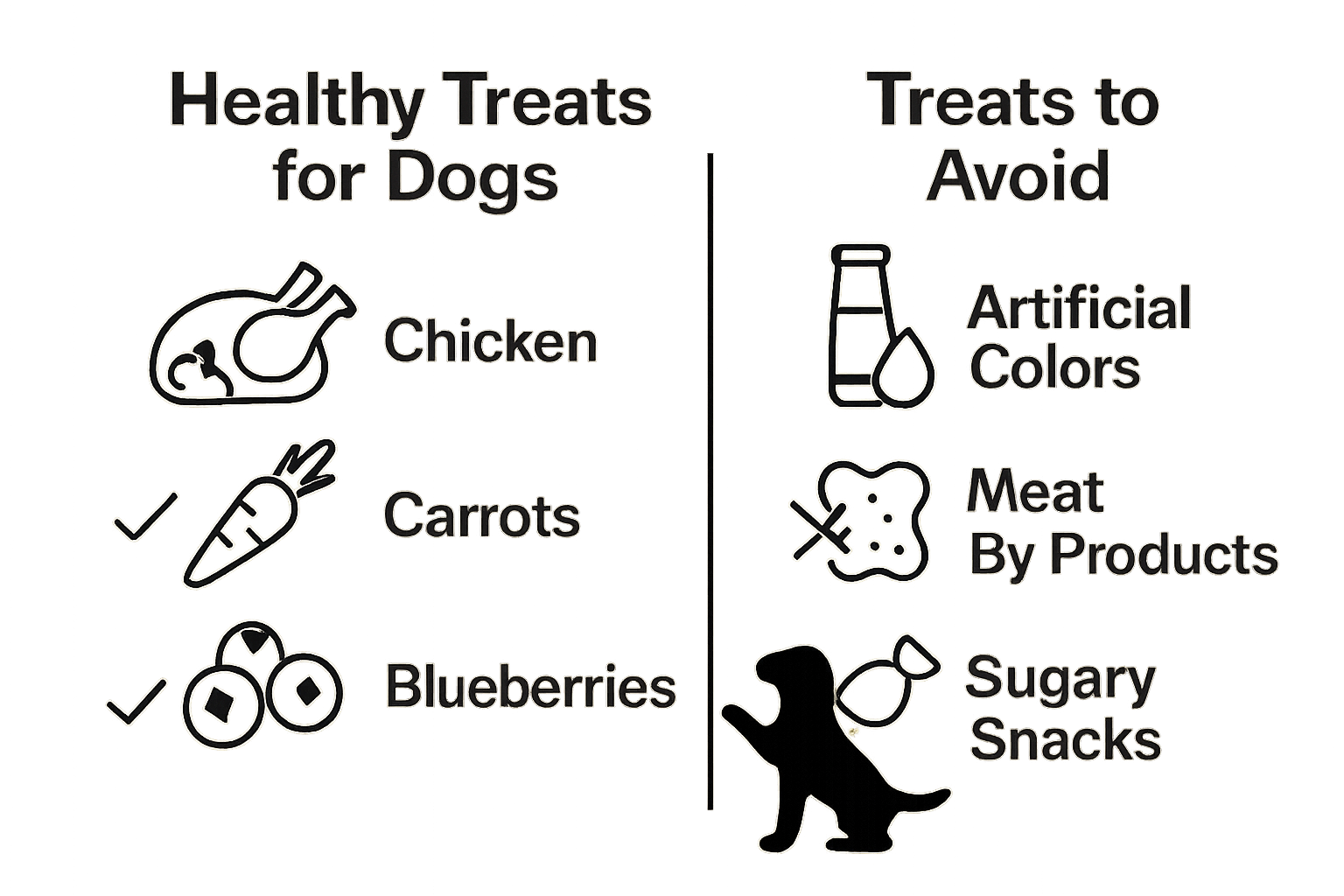 Healthy vs unhealthy dog treat ingredient comparison