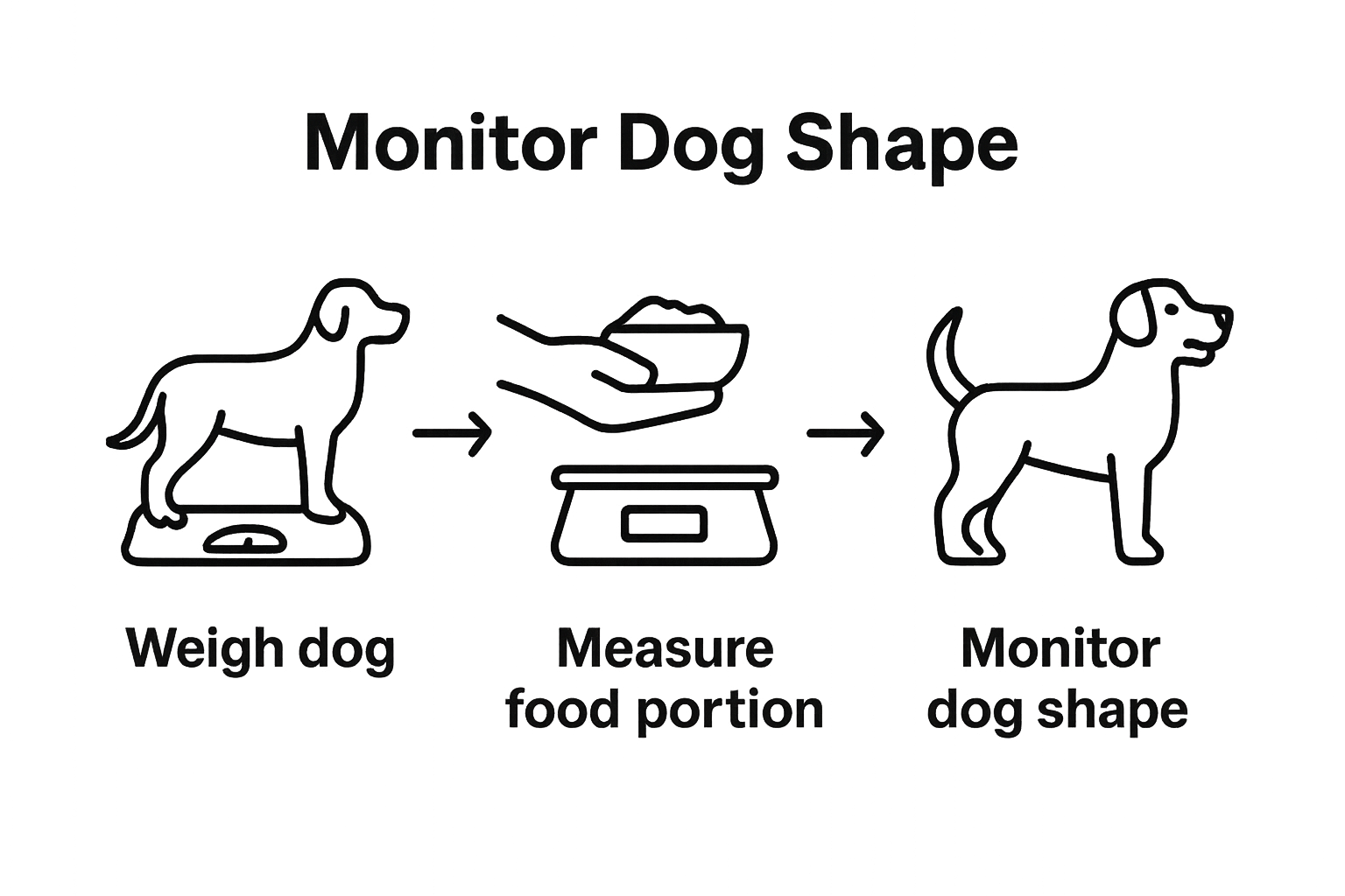 Dog feeding workflow: weigh, measure, monitor