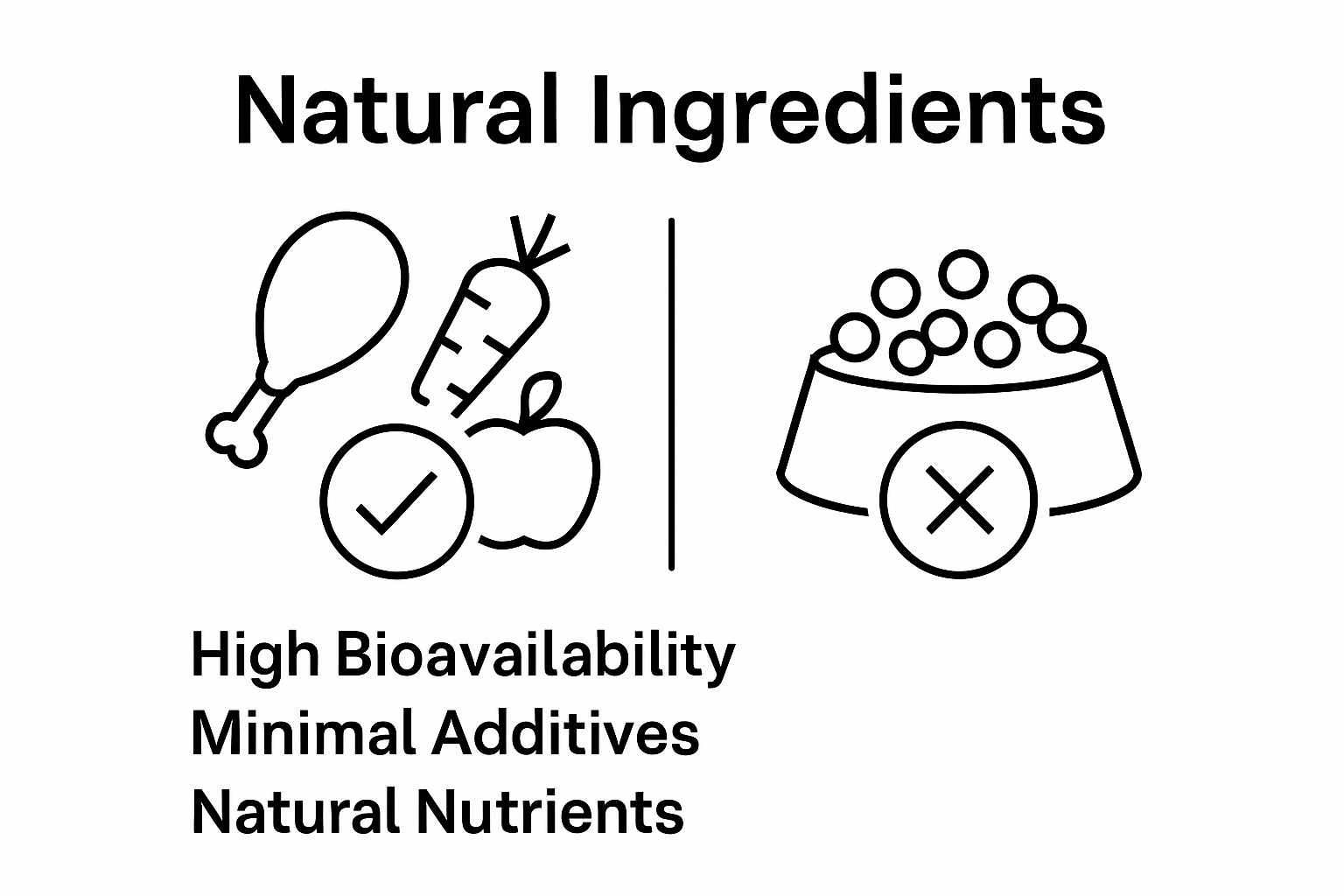 Natural vs processed dog food ingredients comparison infographic
