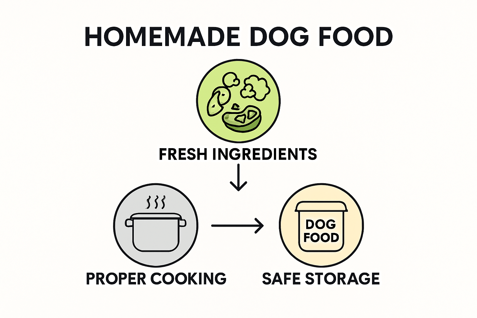 Dog meal prep workflow from ingredients to storage