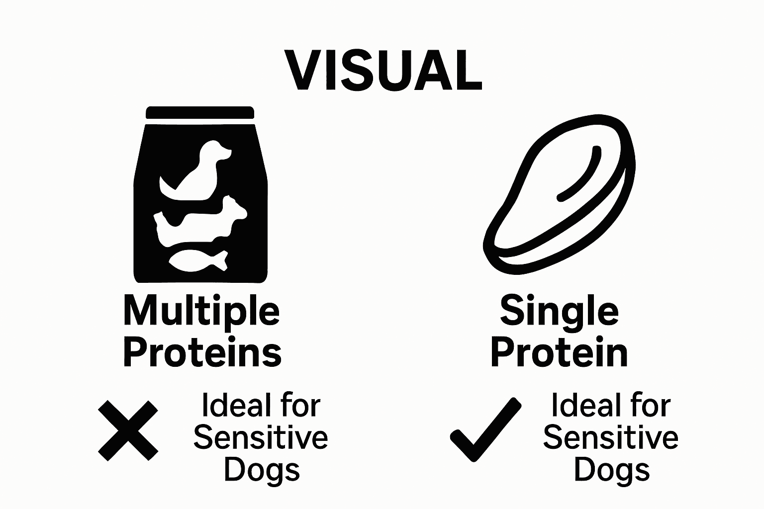 Comparing multiple protein with single protein dog foods visually