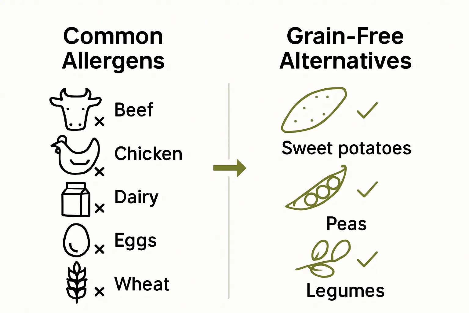 Comparison of dog food allergens and grain-free alternatives