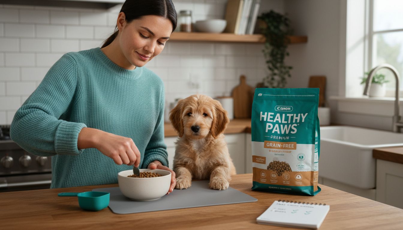 measuring puppy food kitchen