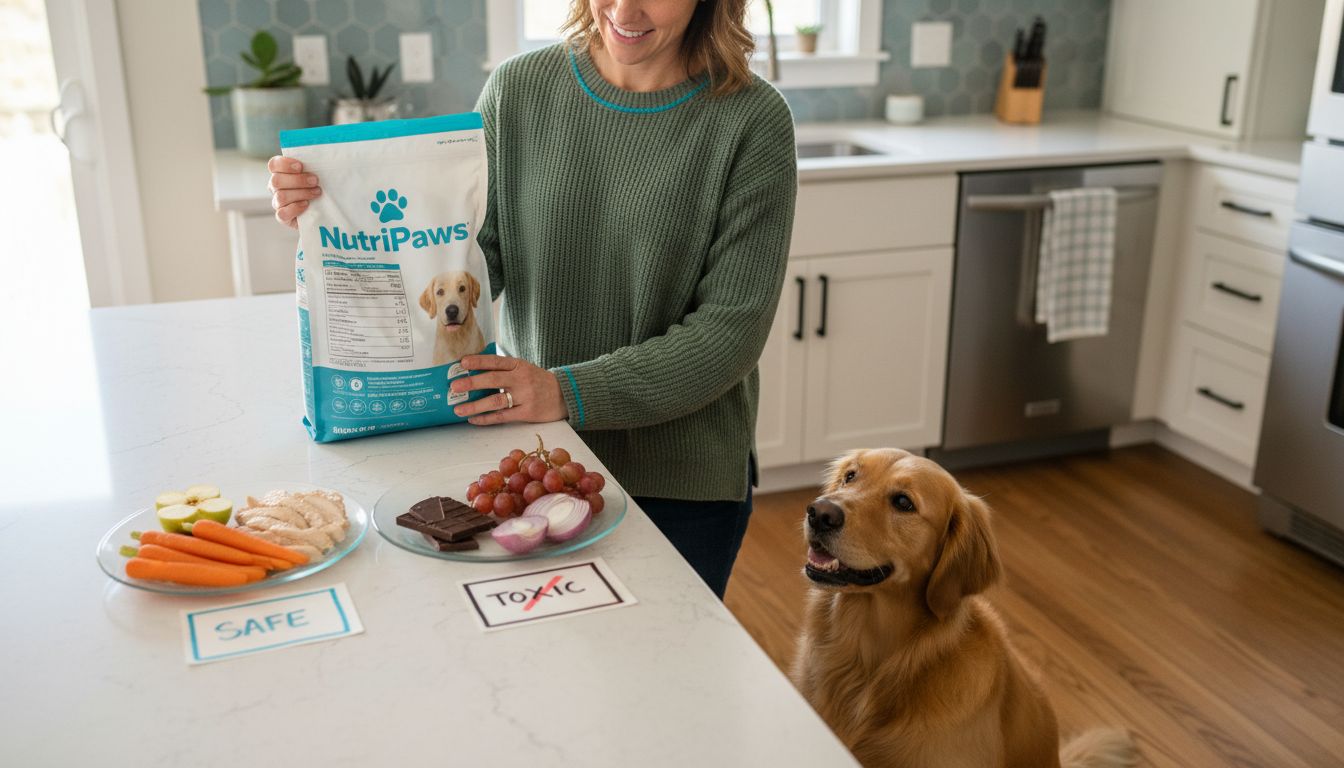 owner sorting dog food