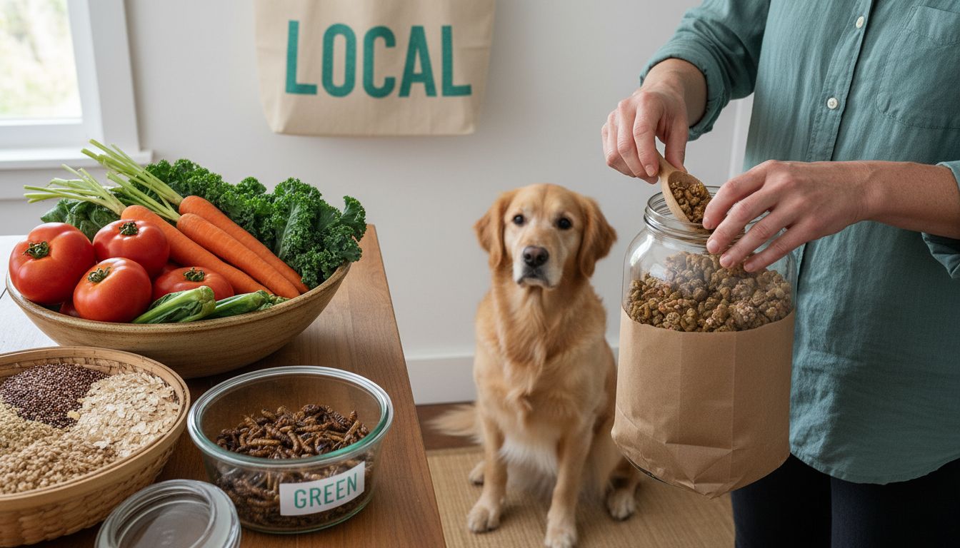 Dog food ingredients with eco kitchen details