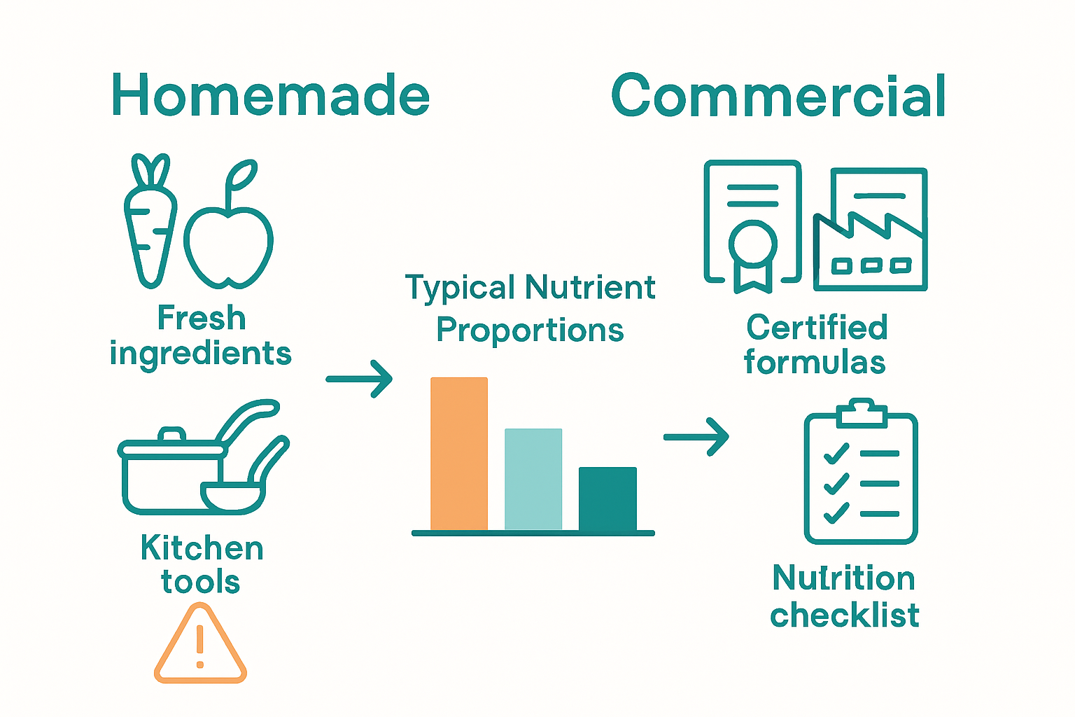 Infographic comparing homemade and commercial dog food
