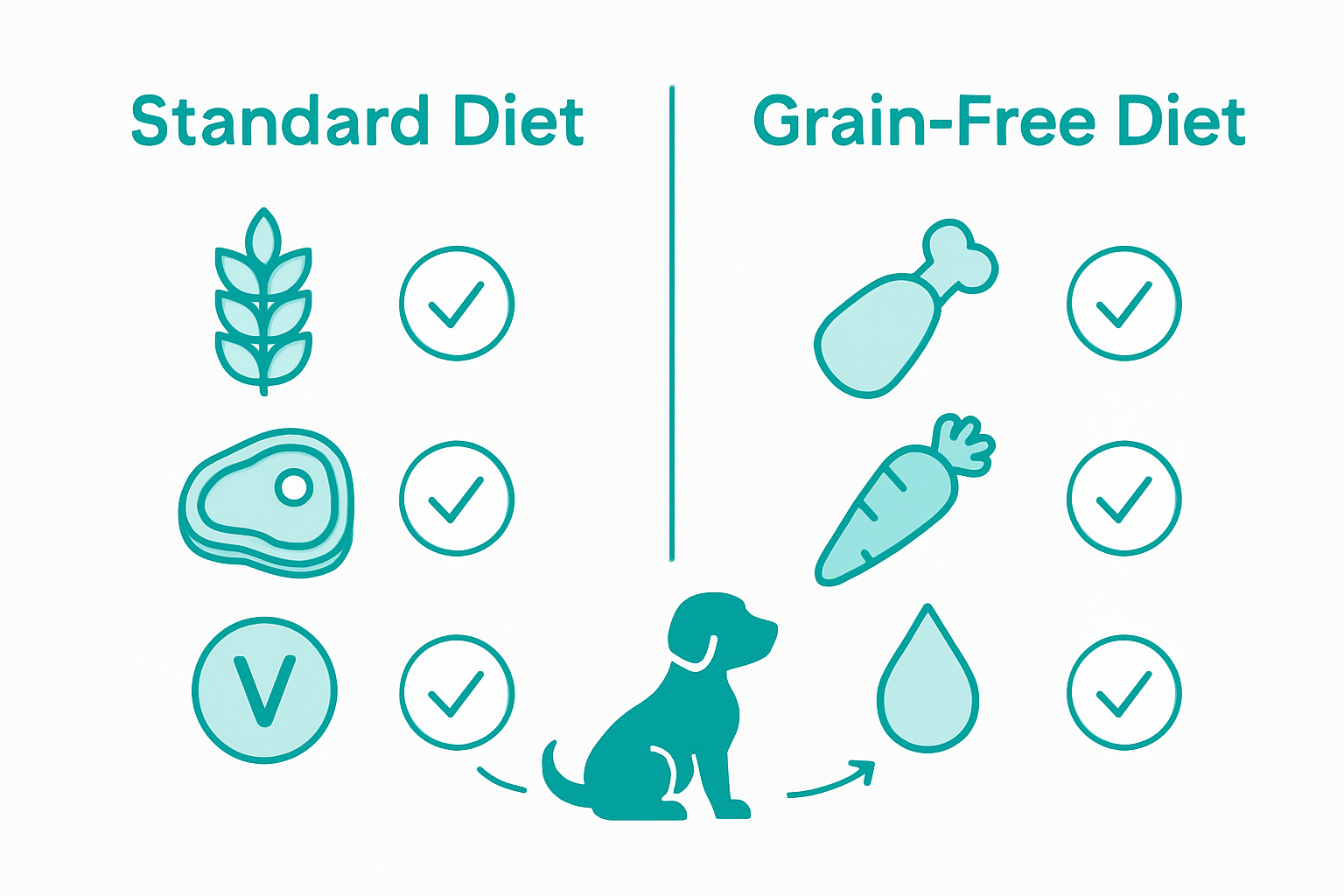 Infographic comparing puppy standard and grain-free diets
