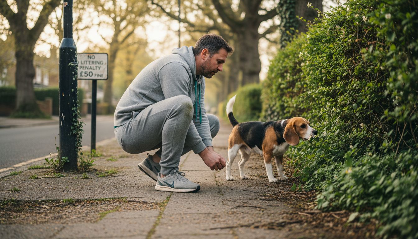 Dog and owner bond during morning walk
