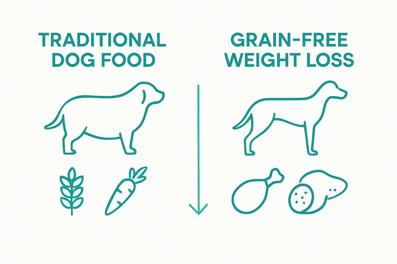 Chart comparing normal vs weight loss dog diets