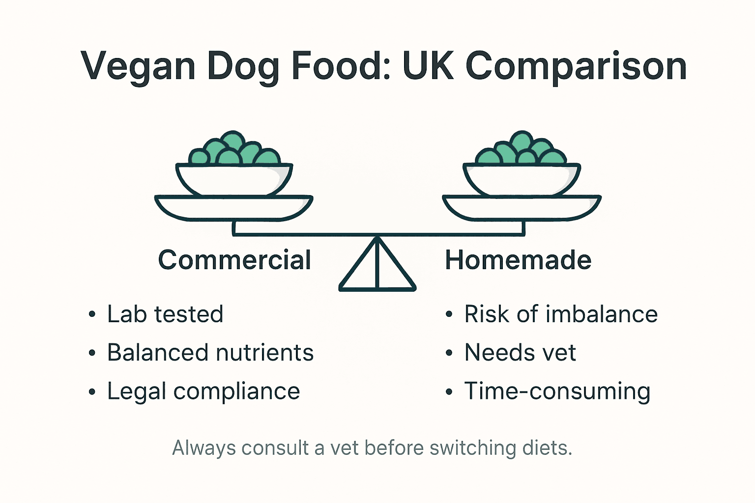 Infographic comparing vegan dog food types