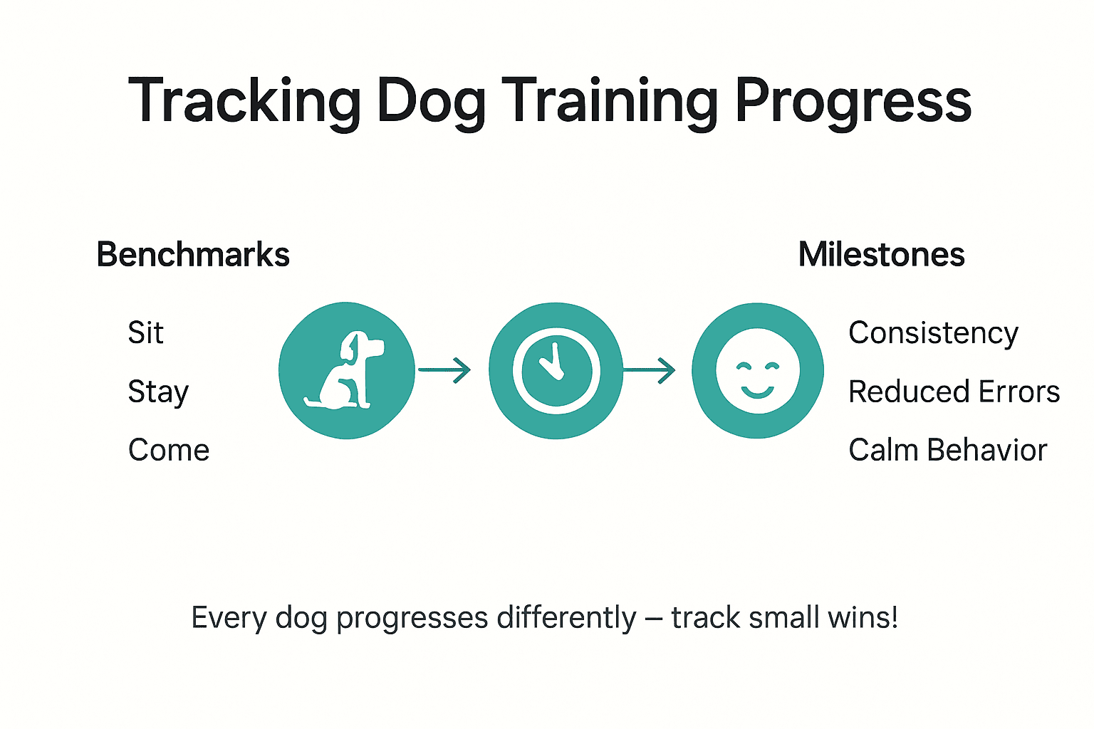 Infographic tracking dog training progress and benchmarks