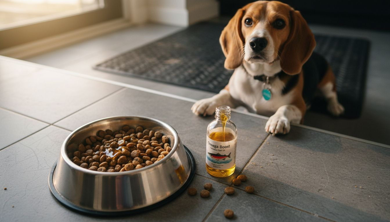 Dog food with added fish oil