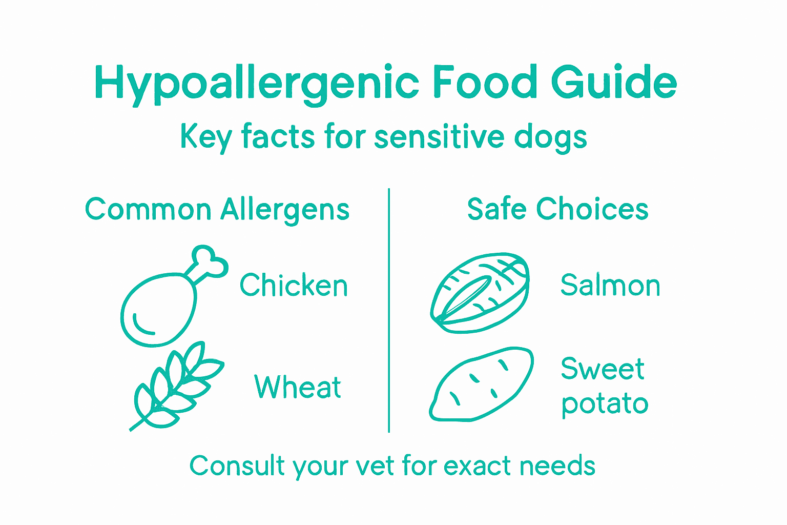 Infographic about safe and allergen ingredients for dogs