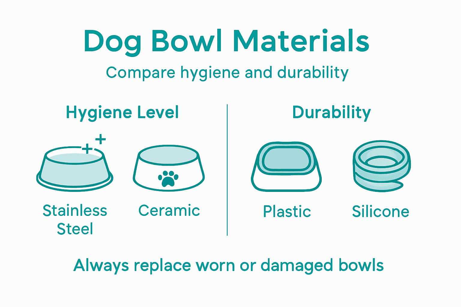 Infographic comparing dog bowl material benefits