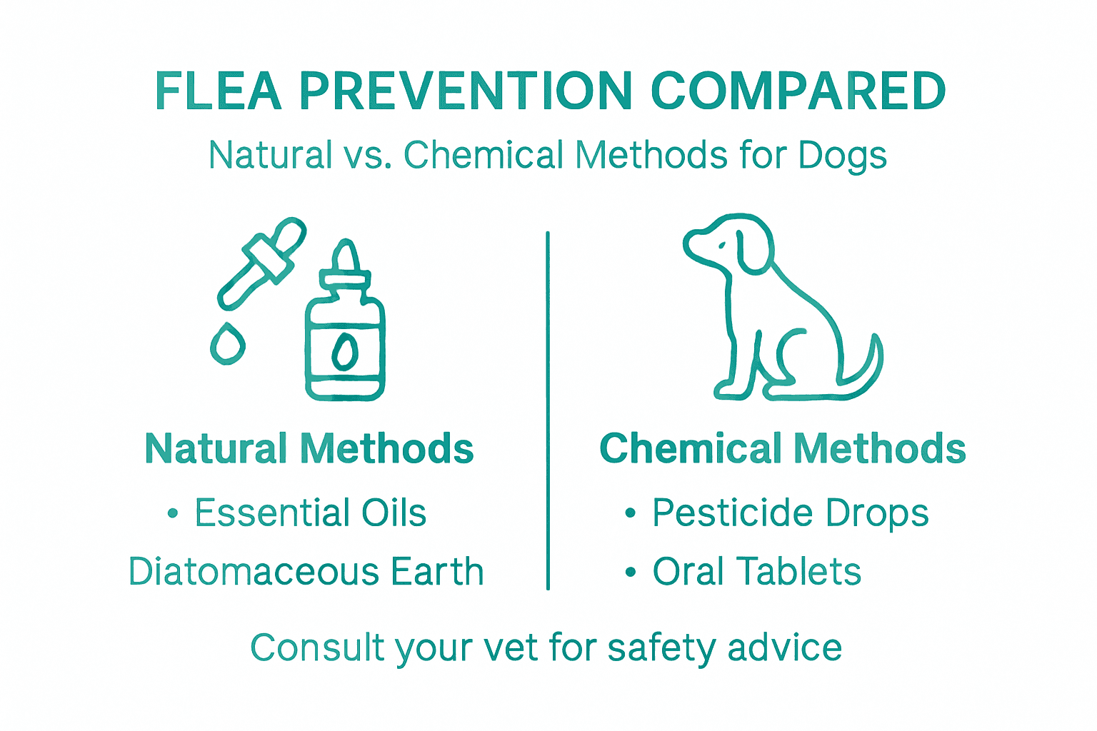 Infographic comparing natural and chemical flea methods