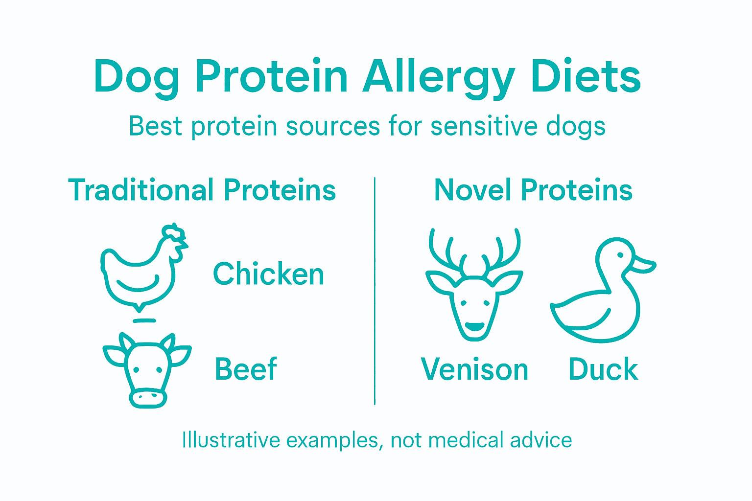 Infographic about dog protein allergy diet choices