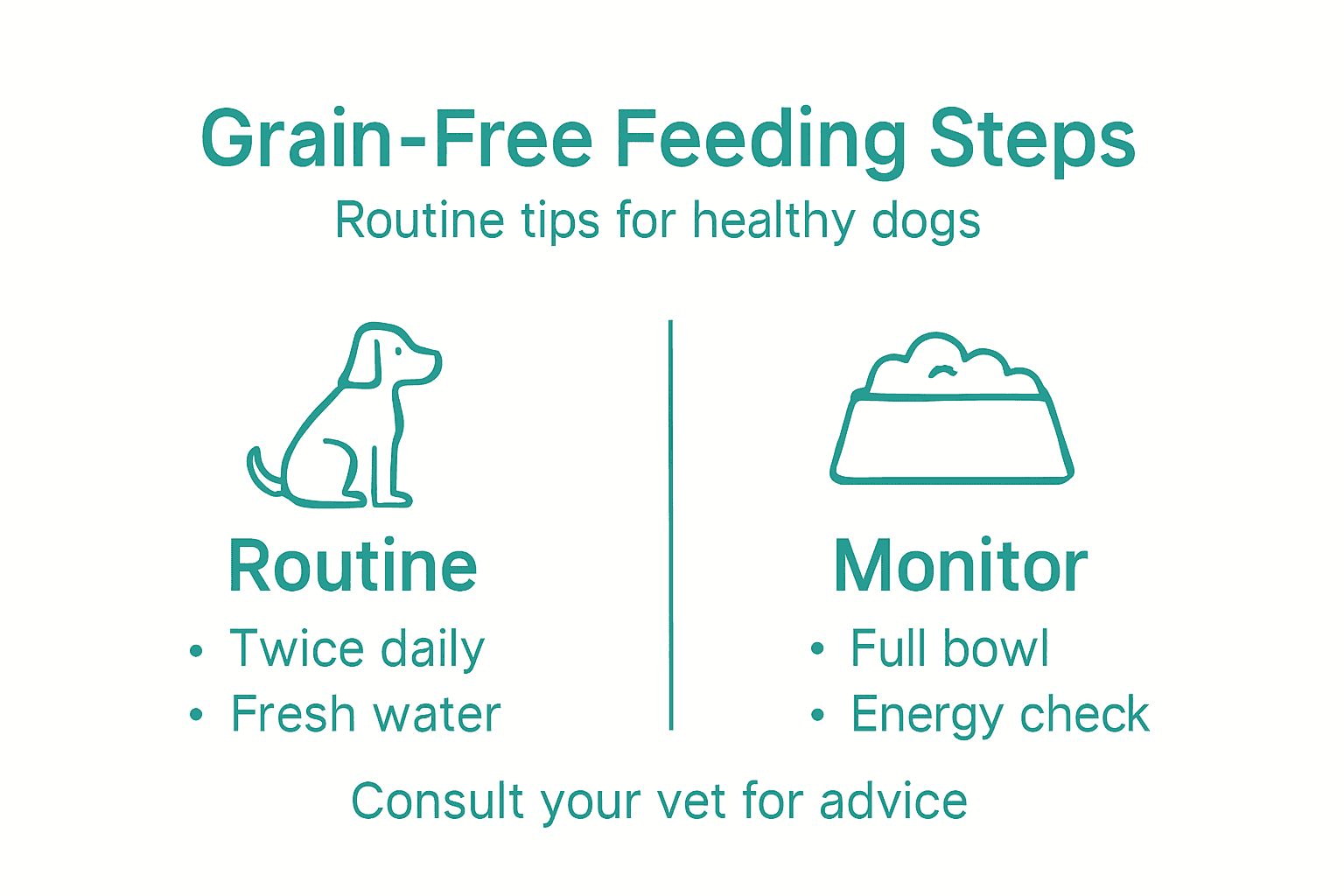 Infographic on setting grain-free dog feeding routines
