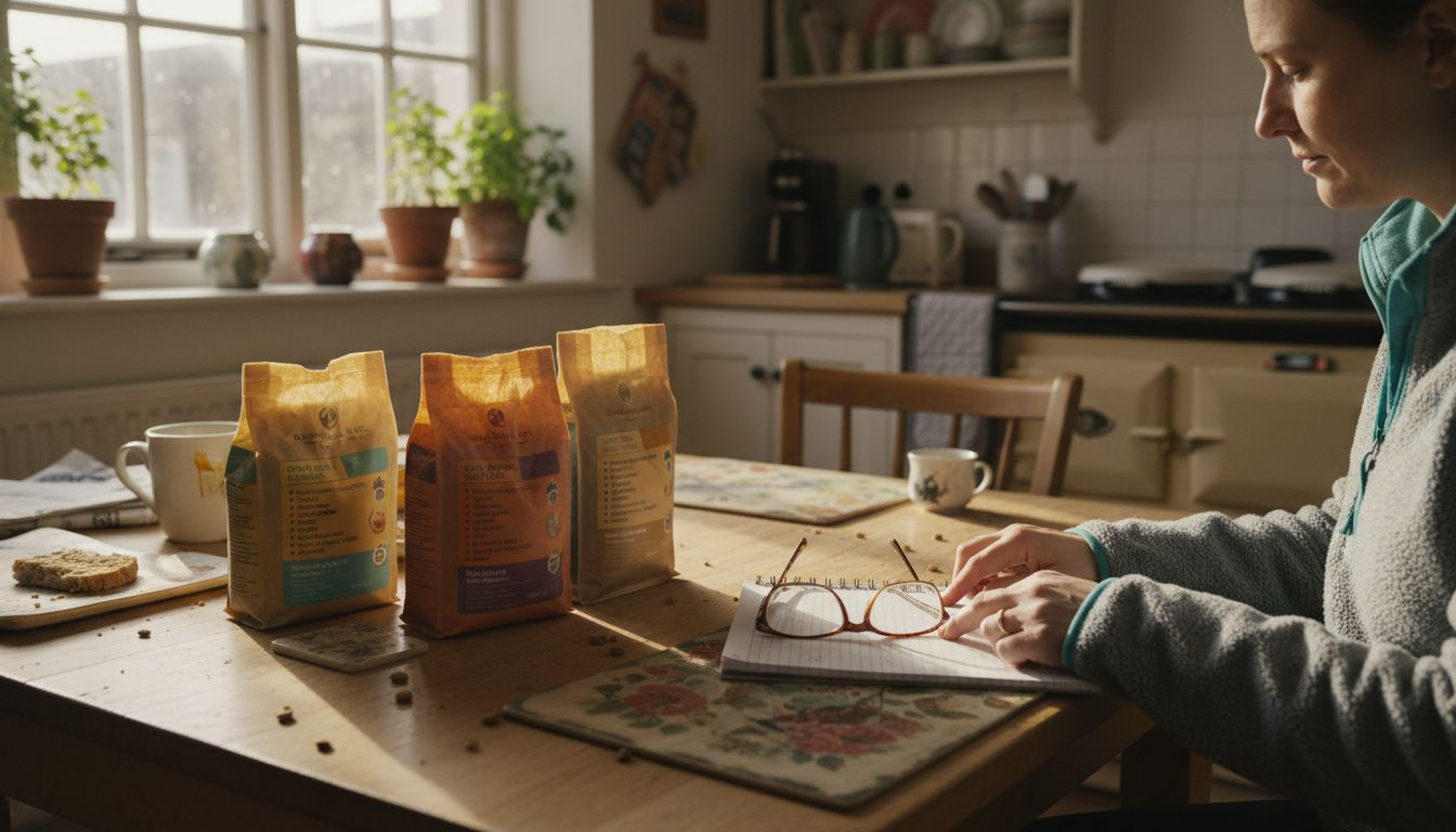 Comparing grain-free dog food ingredients at home