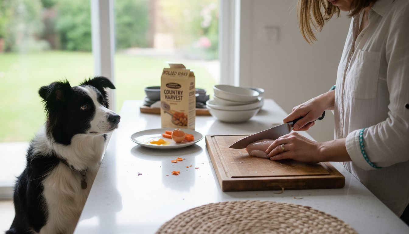 Preparing fresh dog food at home